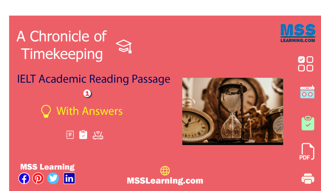 A Chronicle of Timekeeping Cambridge IELTS 8 Test Academic Reading Passage 1 with answers, online practice and pdf download.