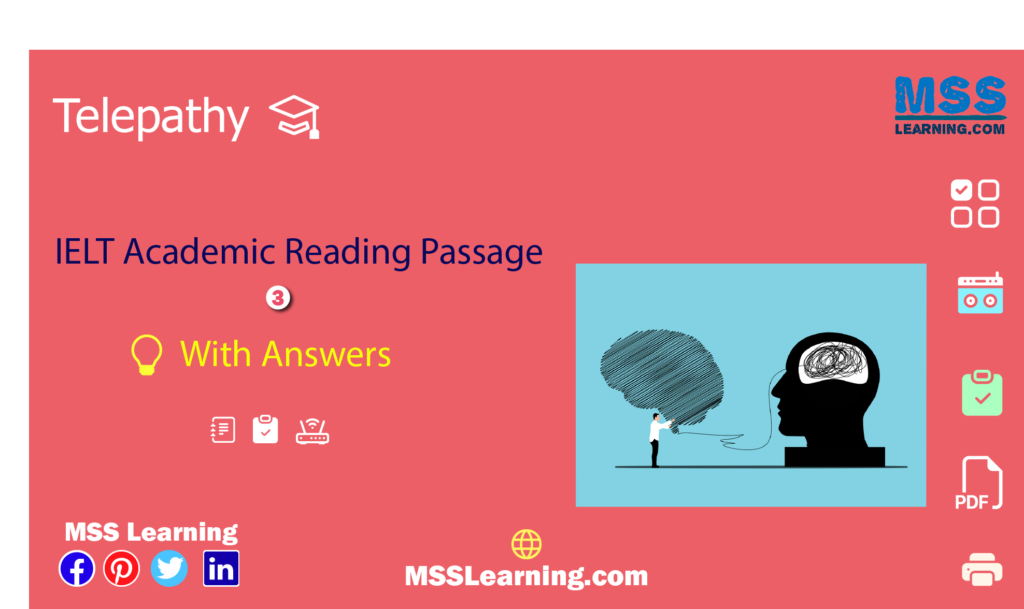 Telepathy Cambridge IELTS 8 Test Academic Reading Passage 3on MSSLearning.com