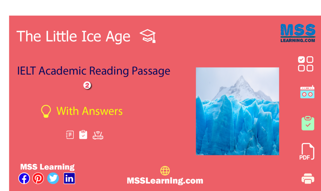 The Little Ice Age Cambridge IELTS book 8 Reading passage 2 Test 2 with answers, pdf download and online practice.