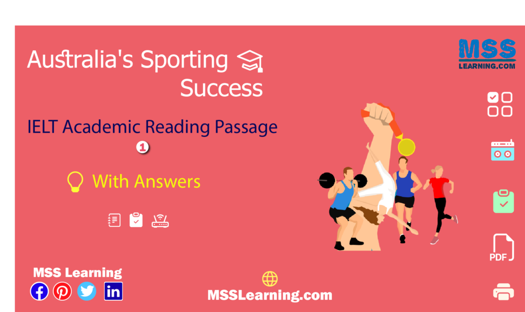 Australia's Sporting Success Reading Passage 1 with Answers and Explanation. IELTS Academic Reading Passage Cambridge IELTS 6 Test 1