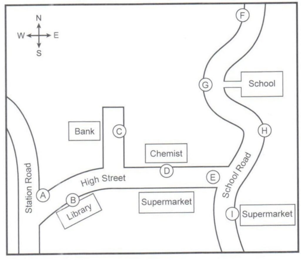 Cambridge IELTS 13 Listening Test 1 proposed traffic changes in Granford Questions 14-20 map